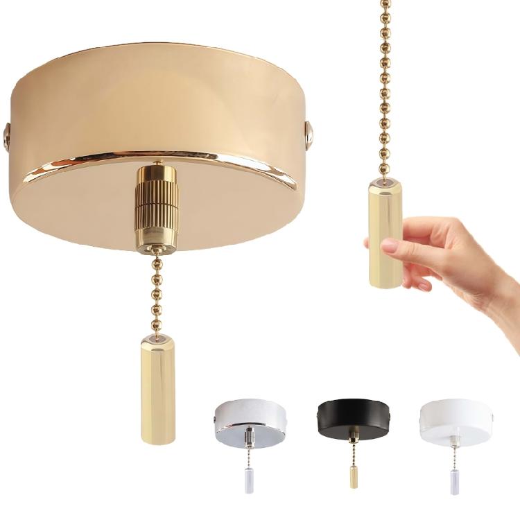 150cm Cord Metal Pull Chain Switches 60mm Diameter Universal Metal Switches for Ceiling Fan Pendant Light Wall Fixtures