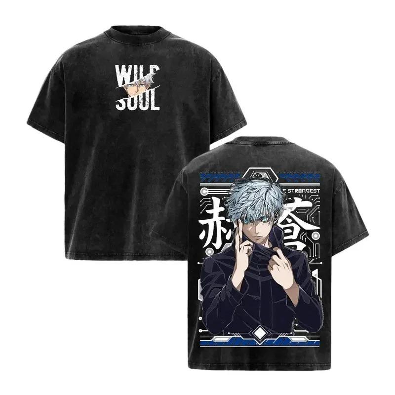 

Itadori Yuji Jujutsu Kaisen Anime Clothing Men Women Oversized T-shirts Vintage Washed T Shirt Casual Cotton Tshirt Harajuku Top XXL
