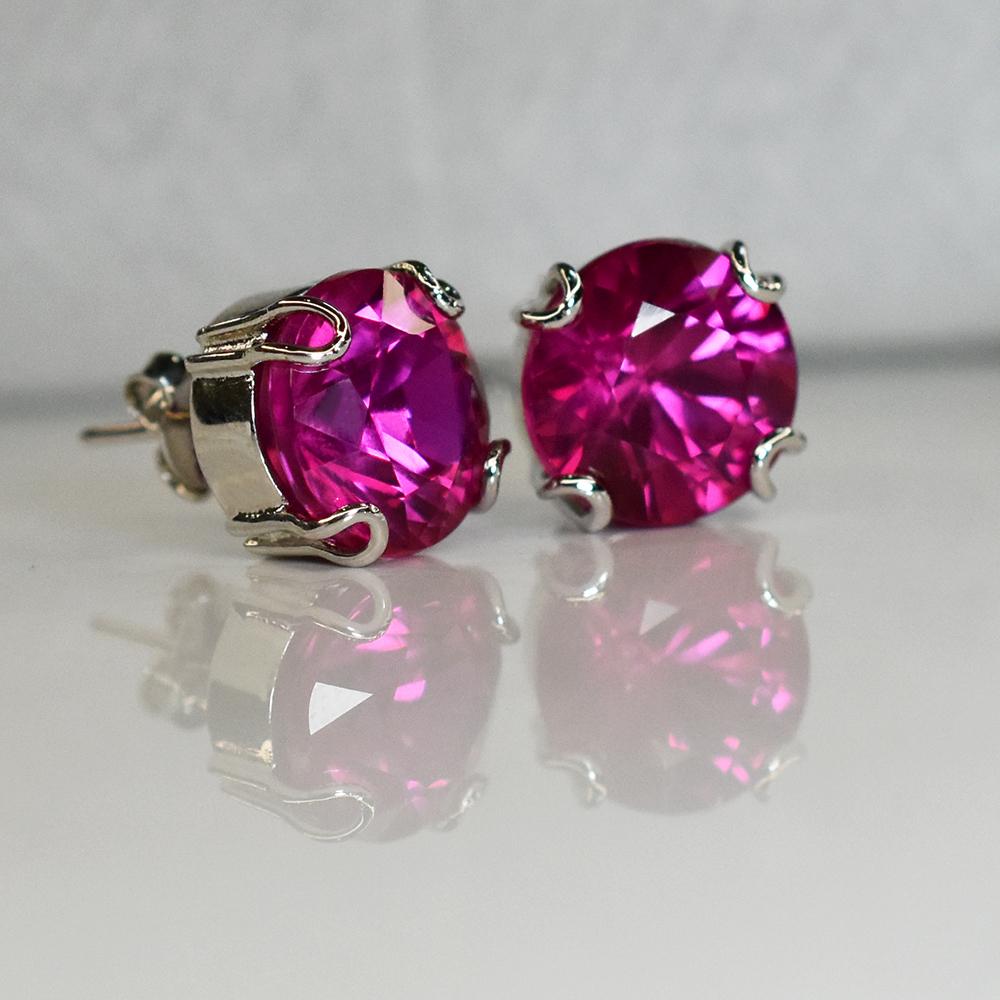 Burmese CERTIFIED Natural Pink Round Ruby 42.30 Ct Earring Pair Free Delivery MY.ER-02-NS