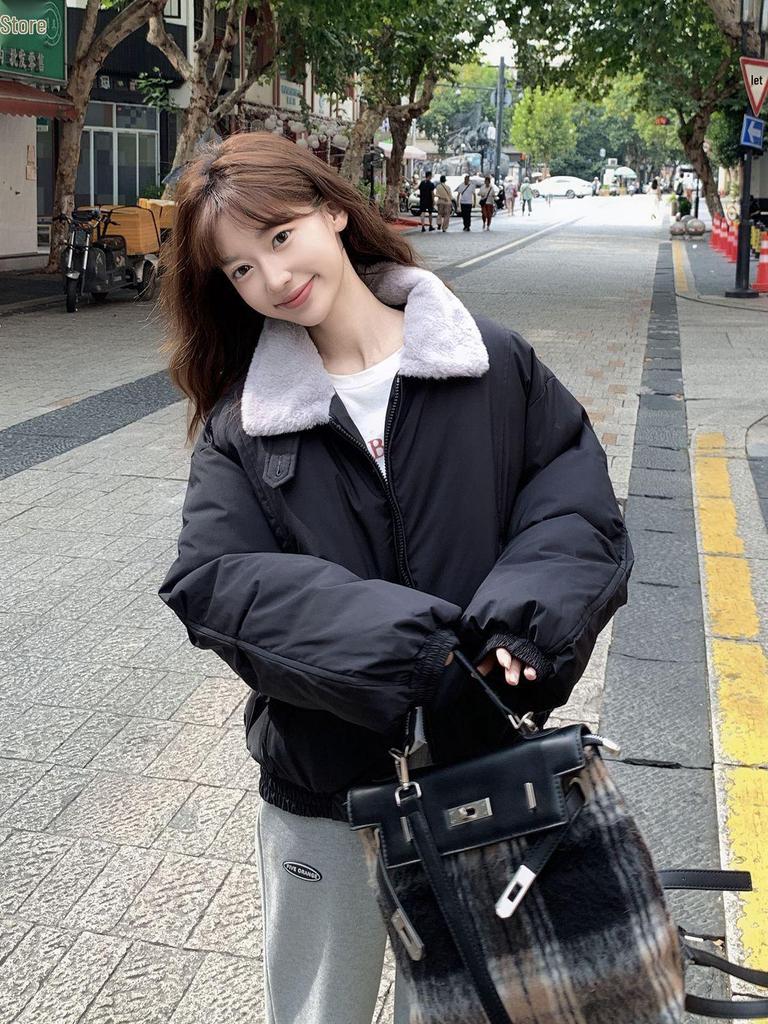 Women's Petite Thickened Winter Cotton Jacket - Loose, Warm, Short Outerwear 2025