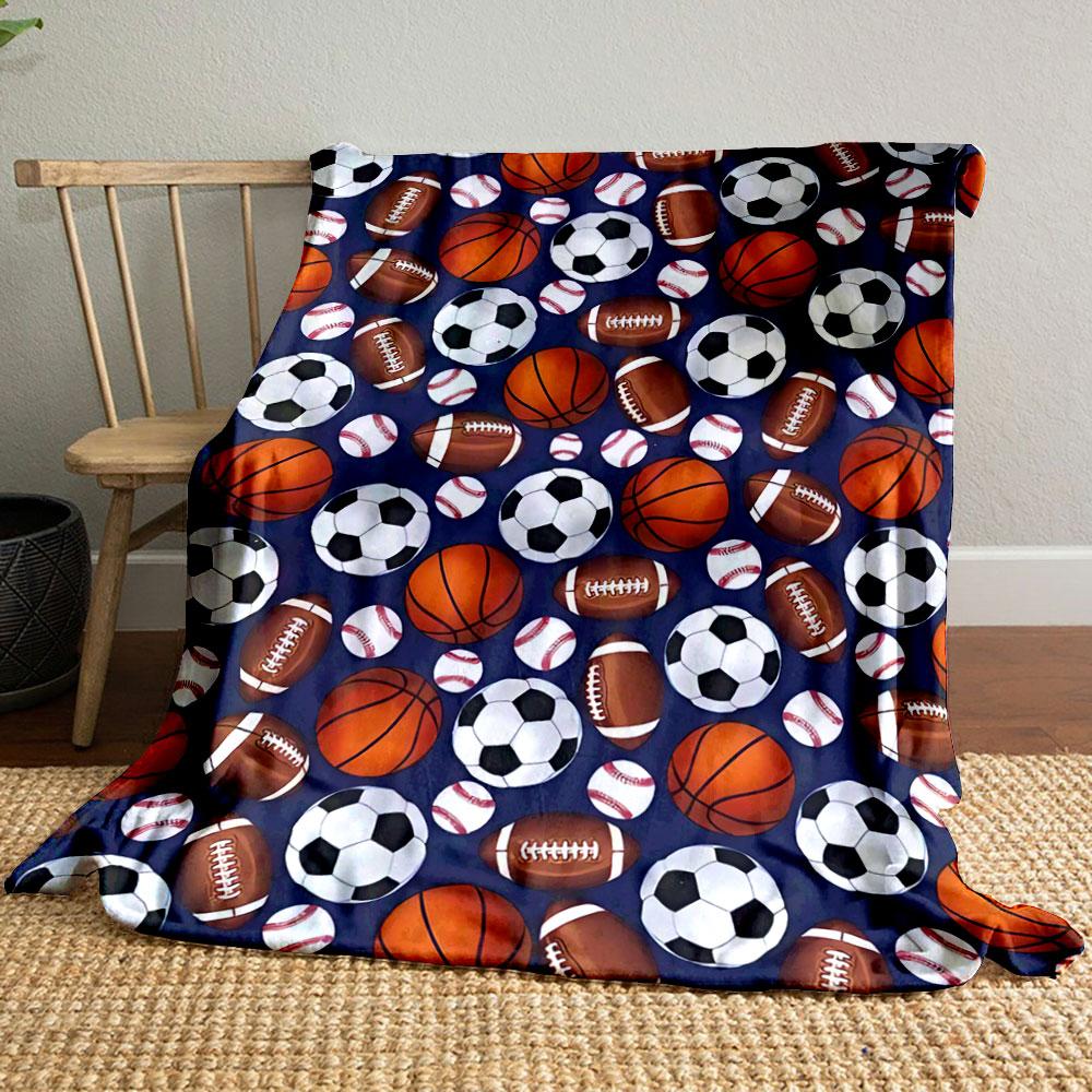 The Pattern Features Various Sports Balls. for All Seasons Blanket Lunch Break Throw Gift