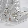 Women's Wedges Sandals Luxury Platform Slippers Sexy Open Toe Women Shoes Shiny High Heels Women Beach Shoes