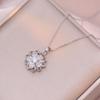 Women's Japanese & Korean Style Rotating Zircon Flower Necklace - Niche Design Titanium Steel Clavicle Chain