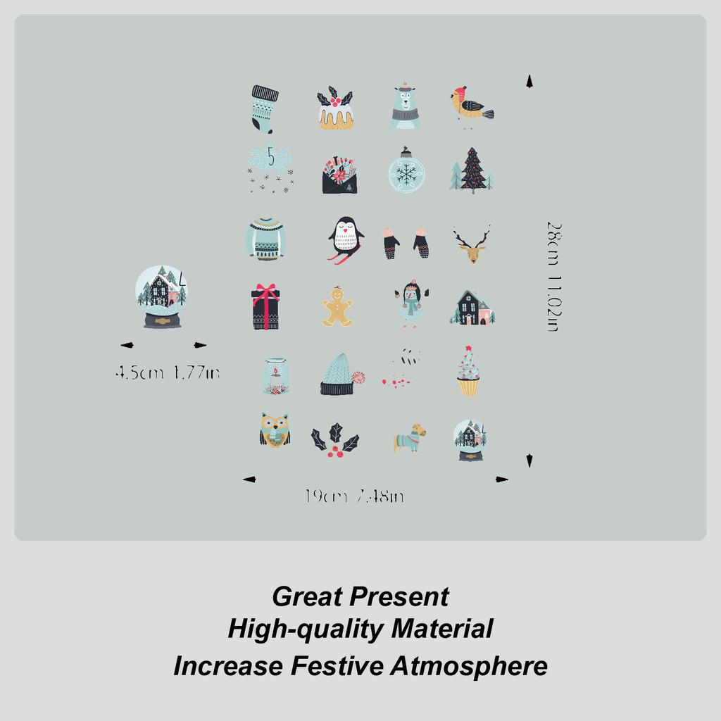 1-24/sheet Number Stickers DIYs Gift Packaging Labels Xmas Decoration Merry Christmas Advent Calendar Number Paper Sticker