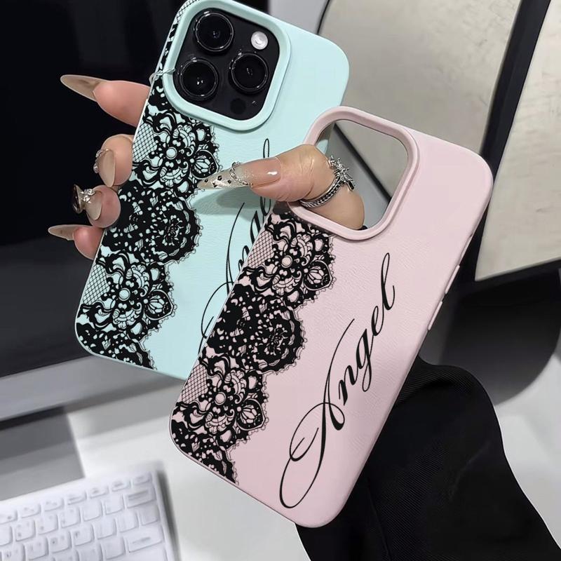 Vogue Black Left Lace English Phone Case For Samsung Galaxy S26 S25 S24 Ultra Plus S22 FE S23 A36 A26 A56 A16 A57 A37 A55 Cover