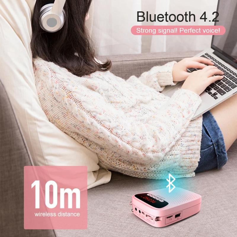 15W Portable Voice Amplifier Wired Microphone FM Radio AUX Audio Recording Bluetooth Speaker Megaphone For Teachers S278