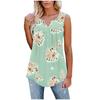 Fashion Womens Summer V-neck Sleeveless Prints Tops Ruffle Loose Tunic Blouse