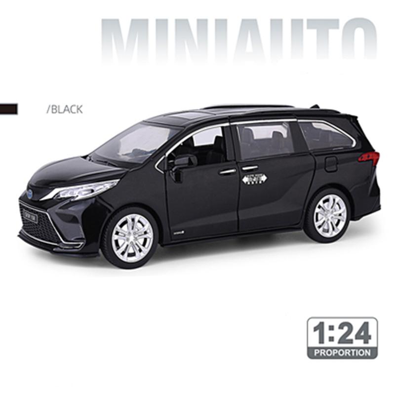 

1/24 Toyota Sienna MPV литая модель автомобиля из металла транспортные средства модель автомобиля звуковая и световая имитация коллекция детская игрушка подарок чёрный
