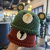 Unisex Wollmütze Häkelmütze Niedliche Bärenohren Strickmütze Warmes Ohr zum Schutz für Frühling Herbst Winter Tägliches Tragen