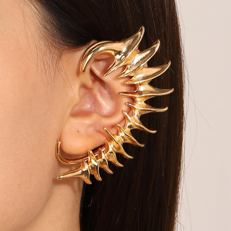 2025 New Punk Ear Clip Skeleton Spike Silver Color Metal Unisex Ins for Women Men Couple Earring Jewelry Gift