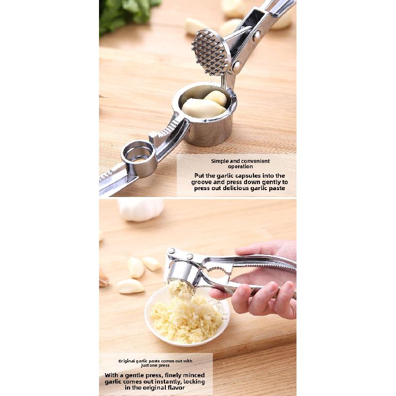 Extra-large Garlic Press, Garlic Masher, Garlic Clamp, Multifunctional Zinc Alloy Stainless Steel Manual Pull-type Garlic Crusher