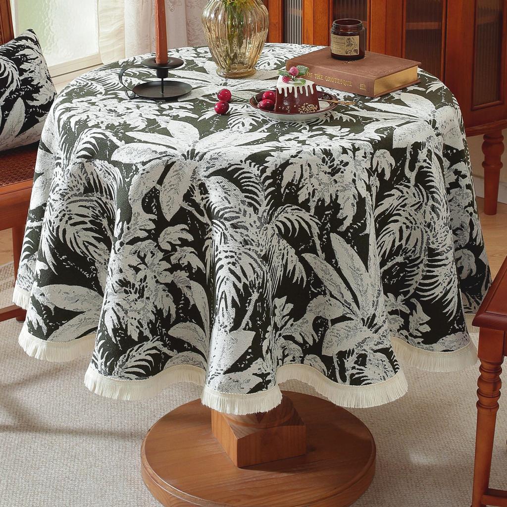 Tablecloth Round Tassel Tablecloth Thickened Fabric Plant Flower Decoration Supply