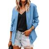 Damen Neue Mode Lässiger Büro-Blazer Jacke Offene Vorderseite Reverskragen 3/4 Ärmel Mittellang Einfarbige Elegante Pendler-Oberbekleidung für Damen