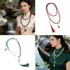 Women's Fashion Long Layering Beaded Fringe Necklace with Glass Stone Accents for Comfortable and Stylish Wear in Various Occasions