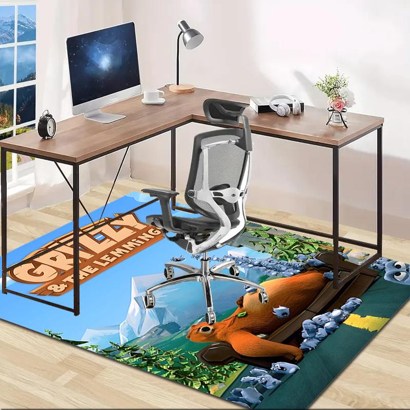 1pc Grizzy The Lemmings1 Design Area Rug - Non-Slip, Soft & Cozy Floor Mat for Living Room, Bedroom, Office - Indoor/Outdoor Decorative Carpet