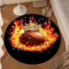 Basketball Crown Fire Sport Round Rug for Livingroom,Bedroom, Palyroom, Chair Rug, Area rug, Circle Carpet, Large Size Fan Christmas gift