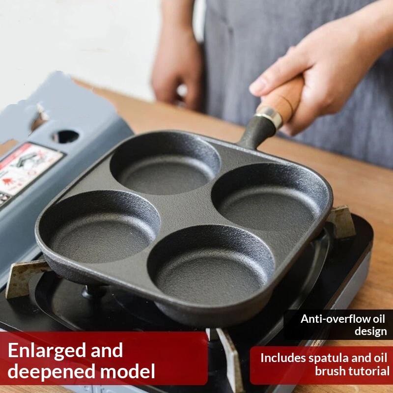 1Pcs Multi Burner Design Cast Iron Non Stick Omelette Pan Pancake And Burger Cooker Suitable For Gas And Electric Stoves