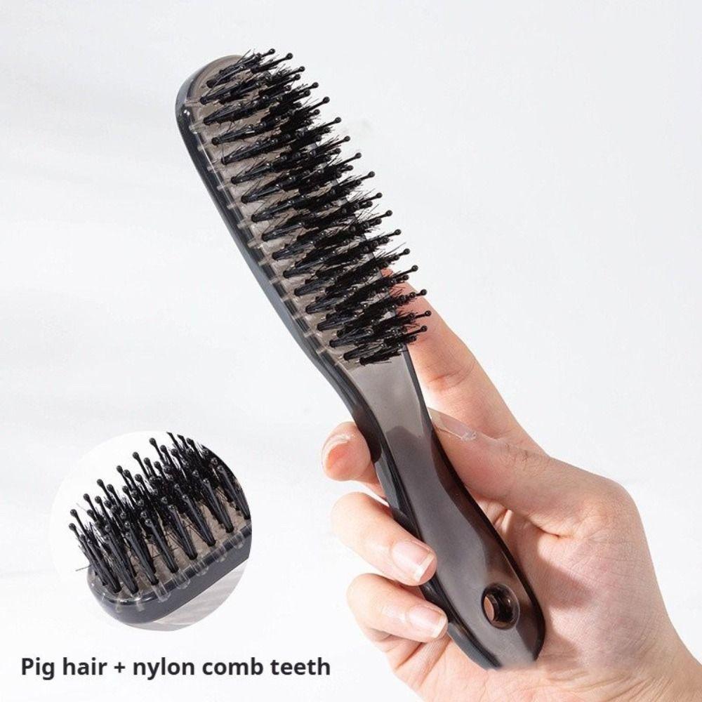 Portable Transparent Boar Bristle Comb Anti-Frizz Fluffy Hair Comb Scalp Massage Comb for Women with Long Hair