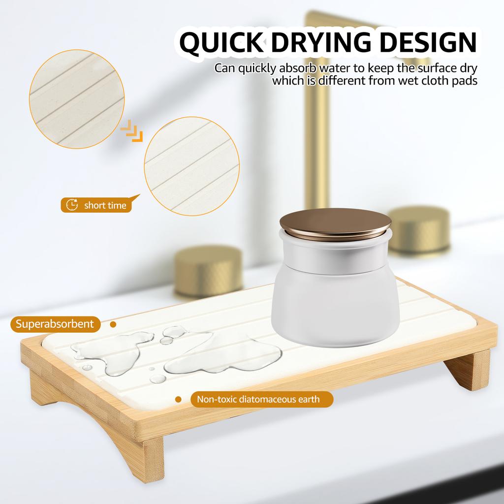 Spülbeckencaddy Tablett Seifenhalter Soforttrocknend Küchen-Badezimmer-Organizer Diatomeenerde Stein Trocknungsmatte Mehrzweck-Organizer