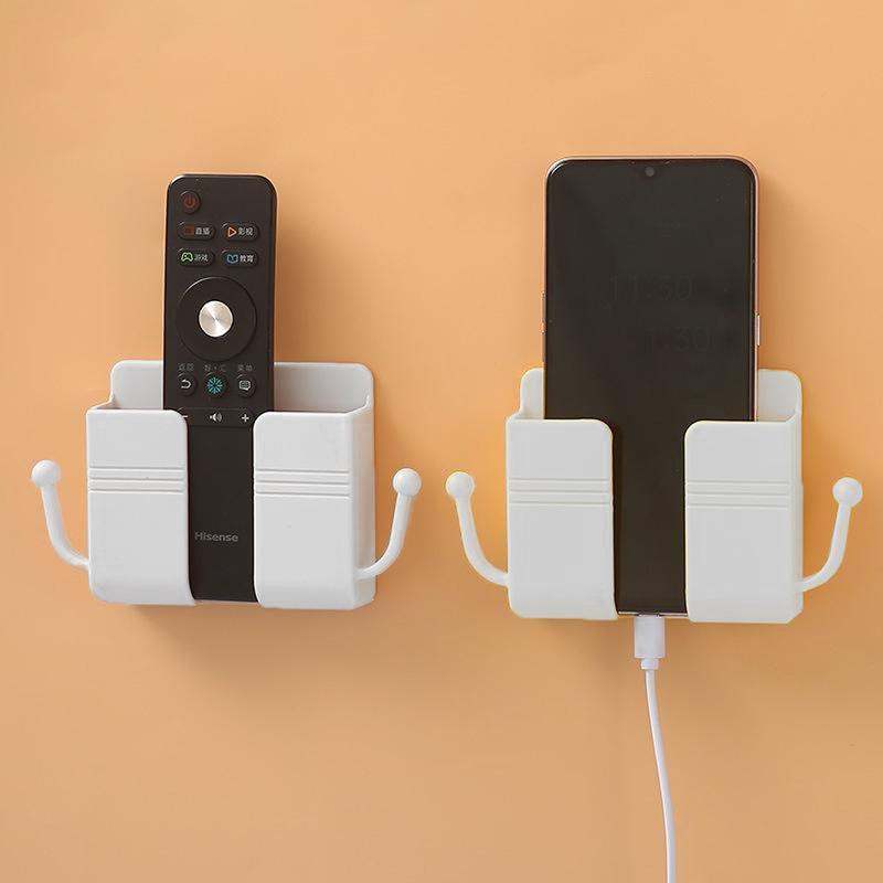 Wall Mount Phone Holder, Phone Stand For Bed, Wall Mounted Shower Phone Holder Remote Control Holder With Hooks