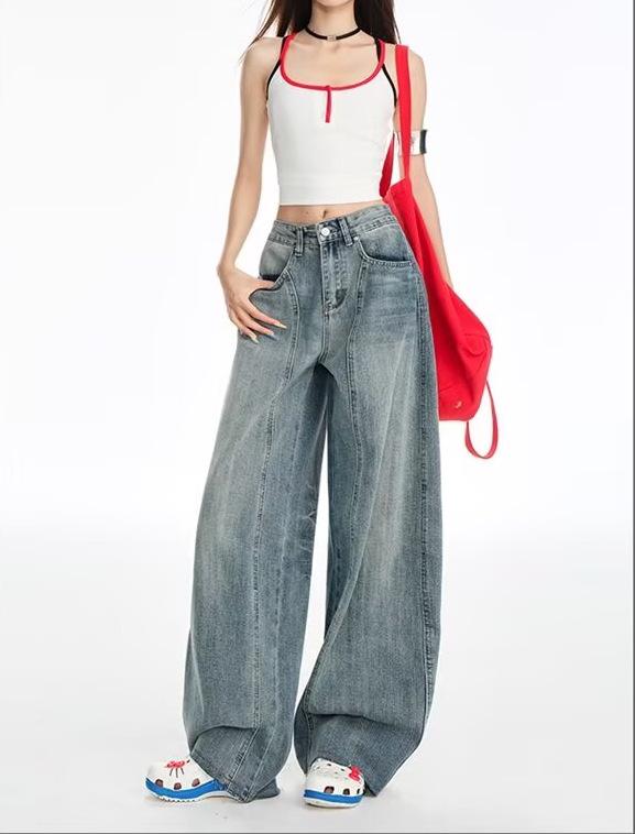 Women s Retro High-Waisted Wide-Leg Jeans, Summer 2026 American Design Triple Extra Large