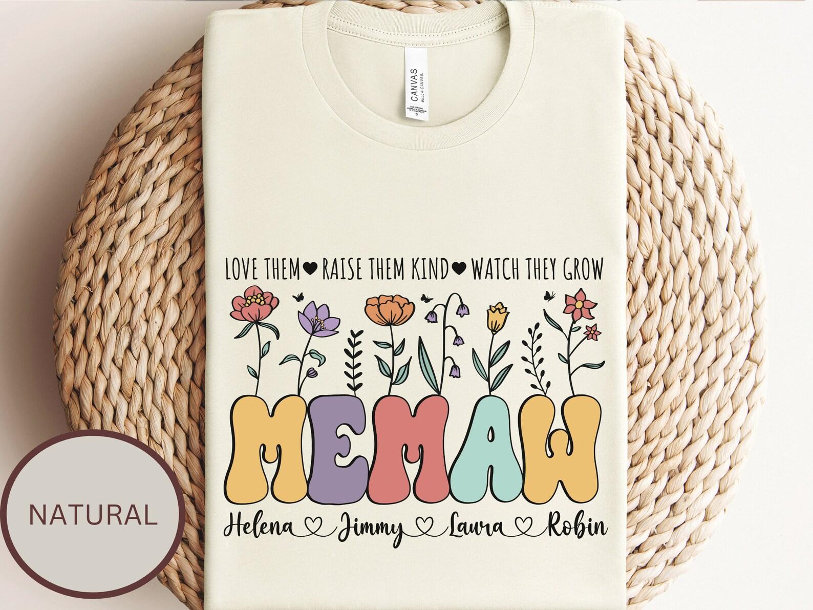 Personalized Memaw Shirt for Grandma, Custom Memaw shirt for Mothers Day from Grandkids Grandma Birthday Gift with grandchildren s names tee 100