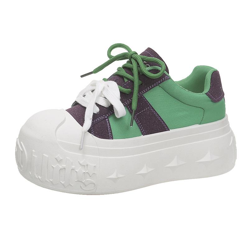 

Настоящая мягкая кожа, толстая подошва, увеличивающие рост, маленькие белые туфли, весенние новые туфли с большой головой, туфли «желтый хлеб», спортивная и повседневная обувь для скейтборда 35 зелёный