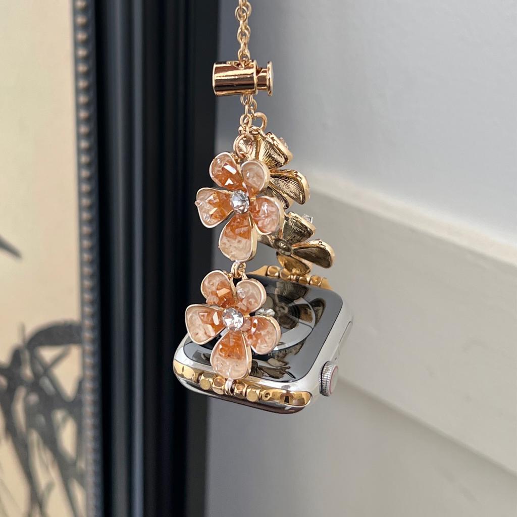 For Apple Watch Series 10 42mm/9 8 7 41mm/SE (2023) SE (2022) SE 6 5 4 40mm/3 2 1 38mm Flower Chain Strap Zinc Alloy Band