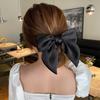 1pc Spring Collection: New Black Satin Bow Long Ribbon Headband Headband, Large Intestine Hoop, Ponytail, Rope Jewelry