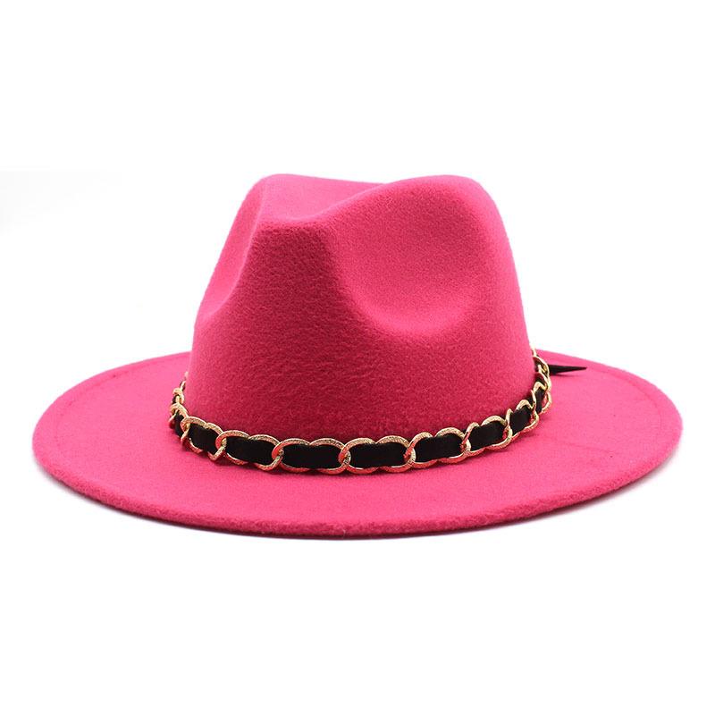 British Jazz Hat Men'S And Women'S Wool Hat Simple Felt Big Eave Hat Tide Flat Edge Hat