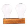 Plant Vase Desktop Glass Wooden Stand Plant Holder for Office and Home