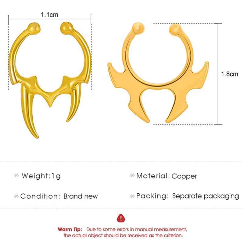 Gothic Horn Nose Clip Non Piercing Fake Nose Ring Non Perforation Body Jewelry