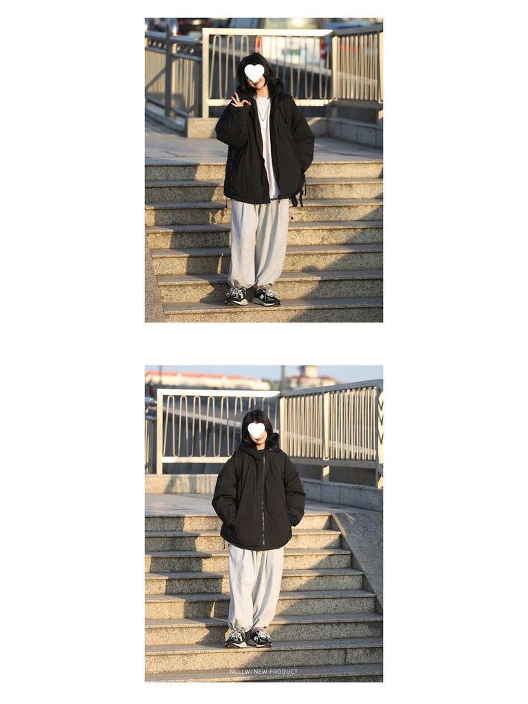 Women's Thickened Fleece-Lined Cotton Jacket, Japanese Academy Style, Unisex Warm Hooded Winter Coat