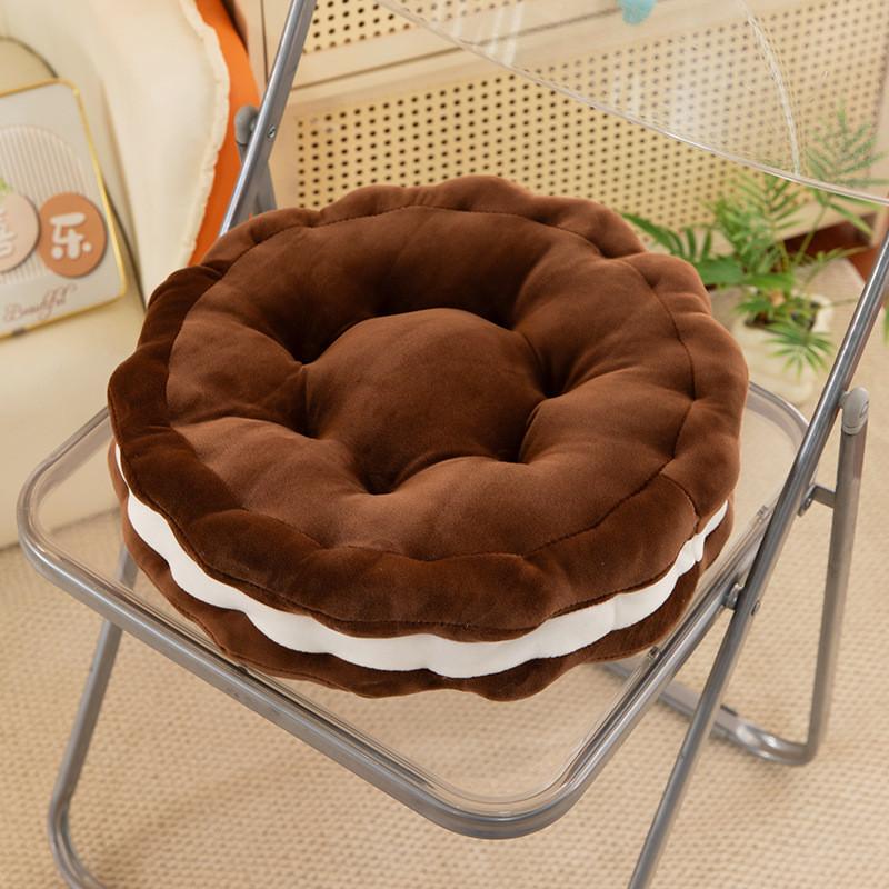 Round Plush Cookie Cushion With Pp Cotton Filling For Sofa Bed Office Napping Support