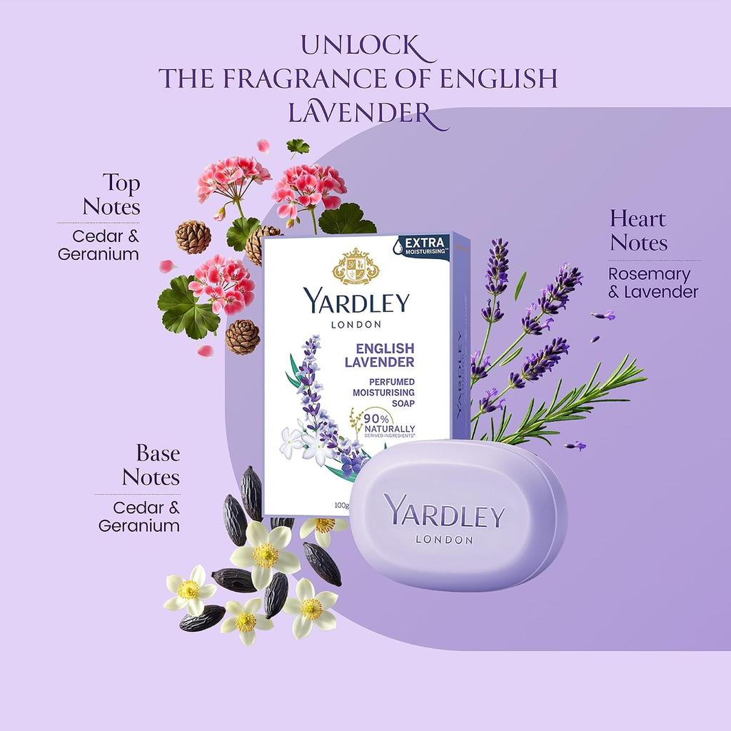 Yardley London English Lavender Luxury Soap, 100 G, Pack of 3