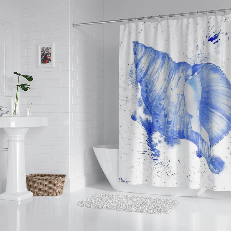 

House hold waterproof fabric household shower curtain accessories shower curtain 240 * 200 home marine style shower curtain W90XH180cm