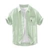 1267 Solid Color Short Sleeve Cotton Linen Shirt