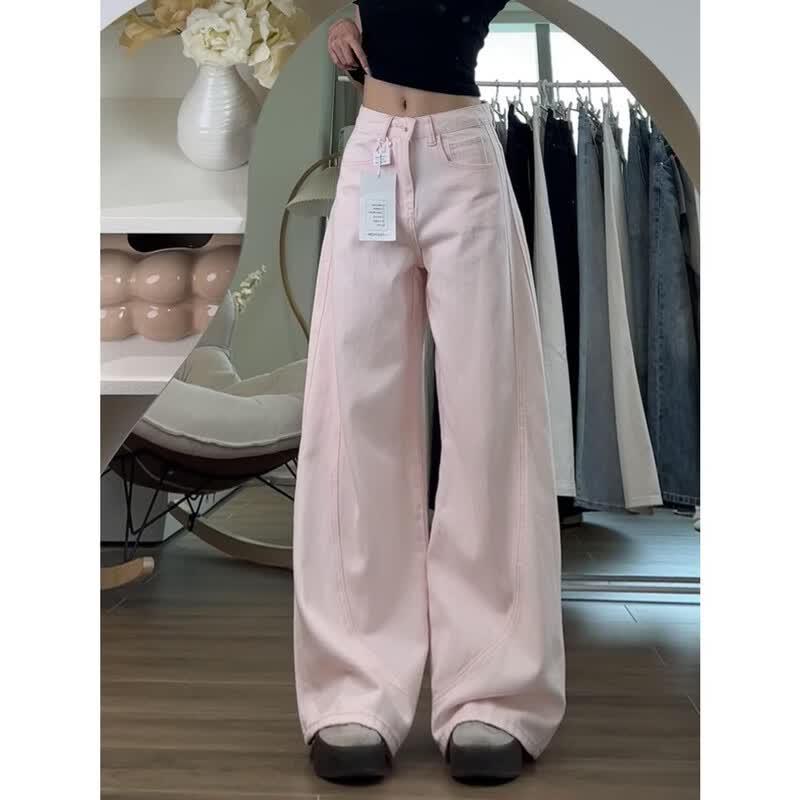 Petite High-Waist Loose Wide-Leg Denim Pants XL