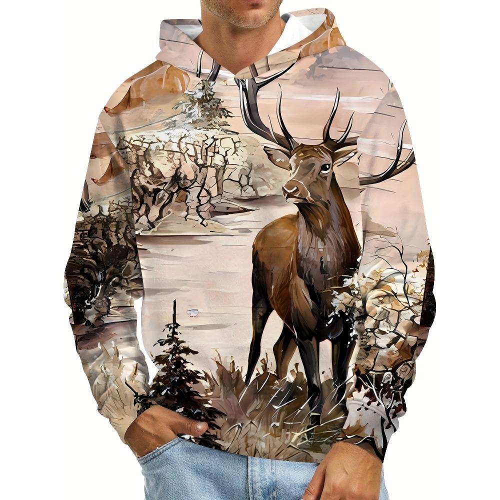 Plus Size - Plus Size - Pink Women'S Santa Claus Printed Casual Hoodie for Christmas