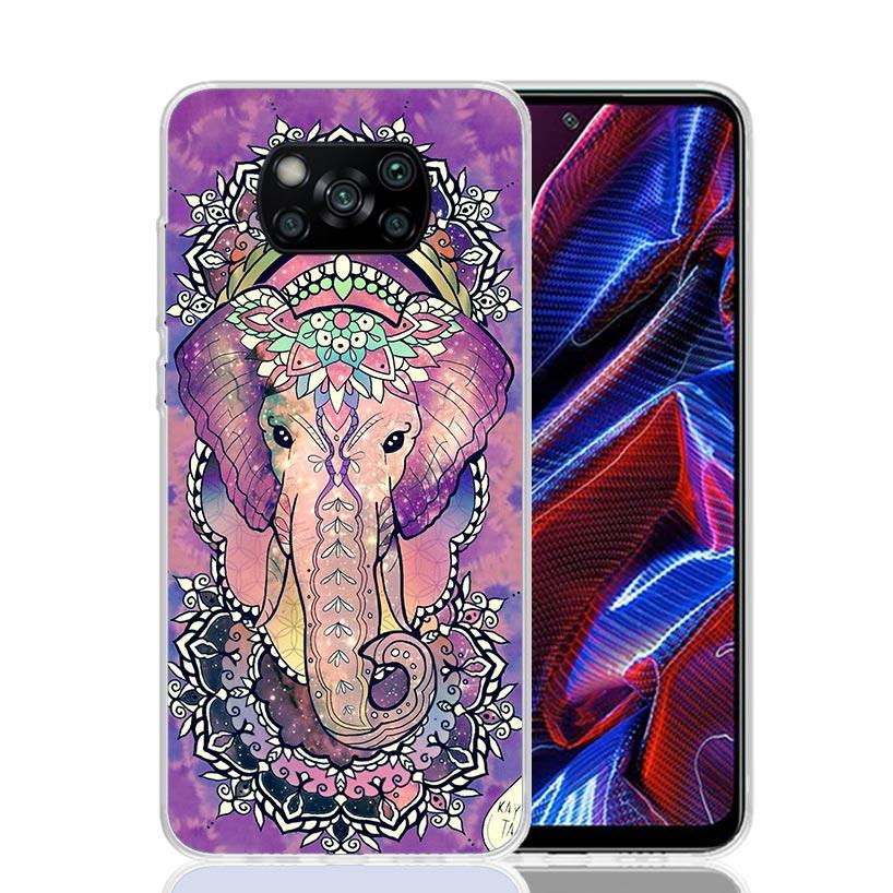Elephant Mandala Aztec Phone Case For Xiaomi Poco X7 X6 X5 Pro F7 Ultra Redmi 15C 15 13 13C 12 12C 10 10A 10C 9 9A 9C 9T Cover P