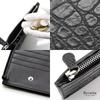 [Revetta] Crocodile Fragment Case Slim Wallet, Black Leather, Coin Purse, Bill and Card Case, Men's, Genuine Leather [212crw]