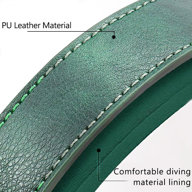 Pet Collar Vintage PU Leather and Breathable Space Cotton Double D-Ring Engravable Nameplate Dog Leather Collar
