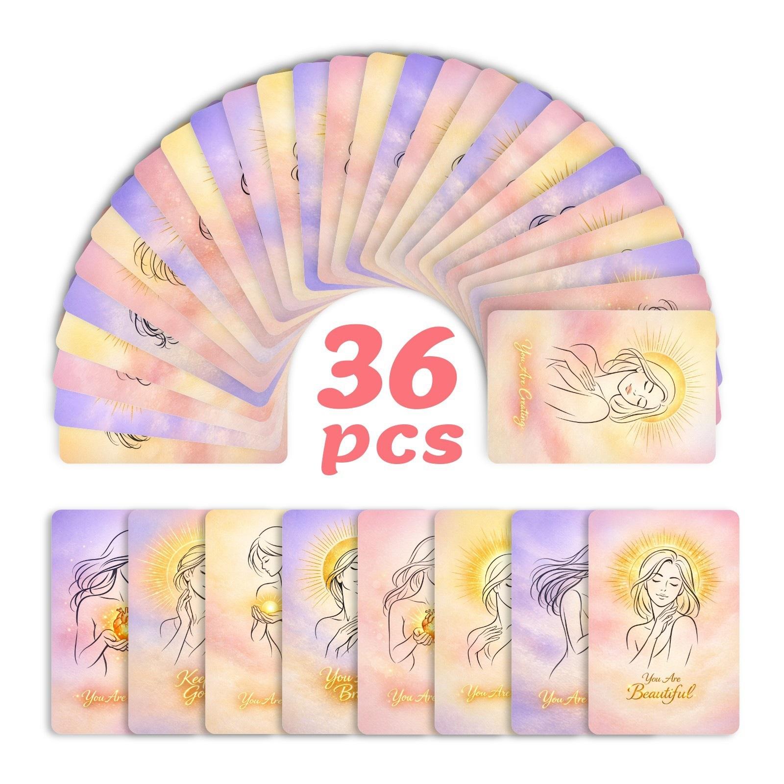 Pink Purple Gradient Self Affirmation Cards Inspirational Positive Mood Prompt Cards 36 Pieces