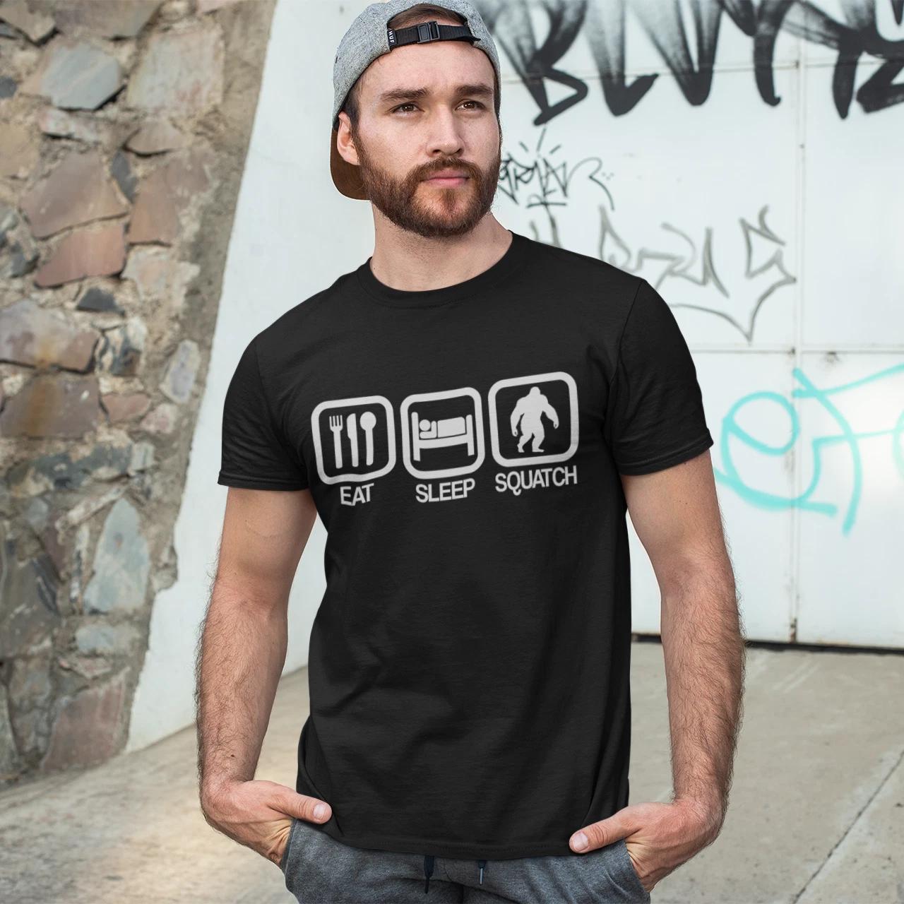EAT SLEEP SQUATCH T-Shirt - Bigfoot sasquatch yeti finding funny love paranormal S