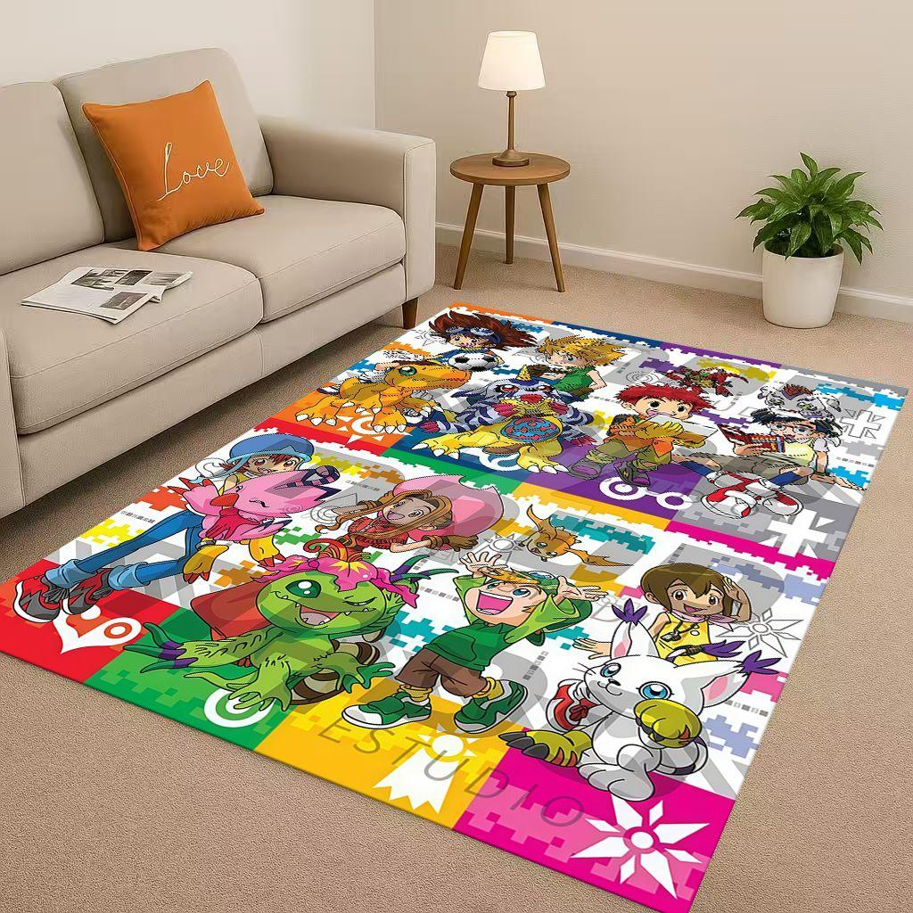 Angewomon Cartoon Digimon Adventure Living Room Non Slip Area Rug Soft Carpet for Bedroom Sofa,Easy Clean Home Doormat Playmat