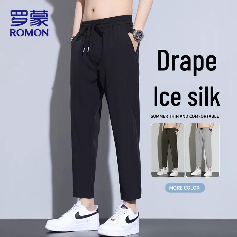 Romon Men's Ice Silk Casual Long Pants