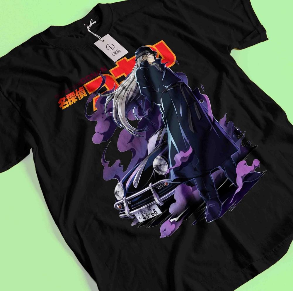 

Detective Conan T-Shirt Gin Shirt Case Closed Akai Tee Vermouth Ran Black Tshirt 3XL