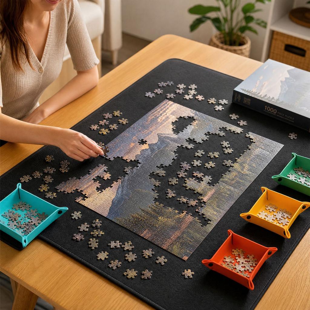 Thick Puzzle for 1000, Rollable Kids Puzzle Board with Non- Surface
