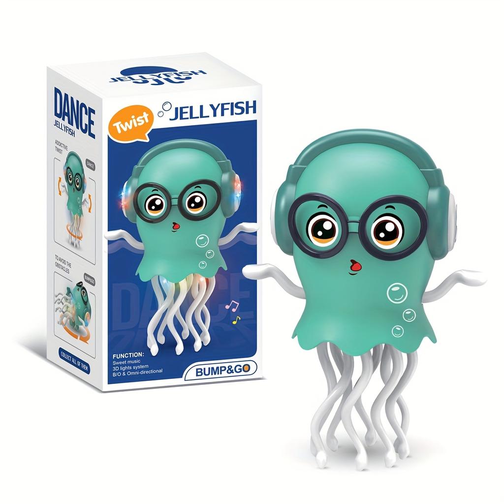 Electric Dancing Octopus, Automatic Obstacle Avoiding Jellyfish Toy,Funny Relax Prank Toy for Kids,Space Walking Dancing Octopus with Lights and Music
