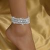 1PC Women's Fashion Style Sparkling Multi Row Zircon Inlaid Foot Chain Outdoor Tourism Beach Banquet Festival Gift